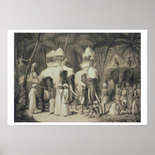 Elephants of the Raja of Travandrum, from 'Voyage Poster