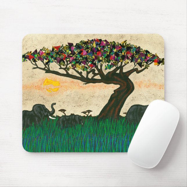 Elephants on the Planes of Africa Mouse Pad (With Mouse)