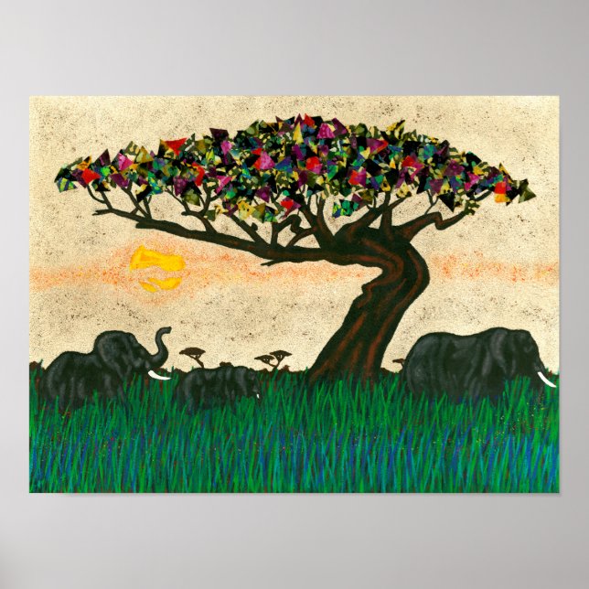 Elephants on the Planes of Africa Poster (Front)