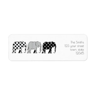 Elephants Pattern , Modern , Black and White