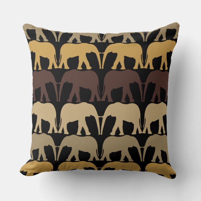 Elephants Pattern Throw Pillow (Front)