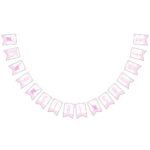 Elephants pink It's a girl baby shower Bunting Flags