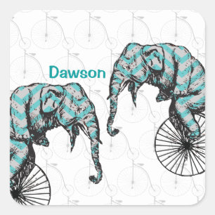 Elephants Plus Bikes Equal YIKES! Square Sticker