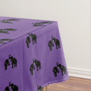 Elephants Purple Tablecloth Family Custom Colours