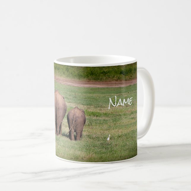 Elephants' Rearview Mirror Personalized Mug (Front Right)