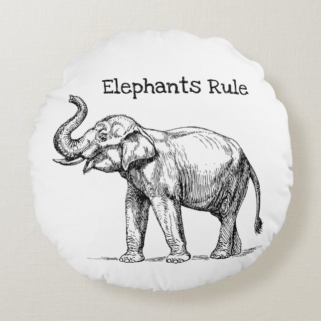 Elephants Rule Round Pillow (Front)