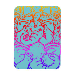 ELEPHANTS SEE NO EVIL MAGNET Rainbow