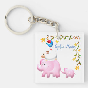 Elephants, Sheep & Bird Animal Tower Keychain