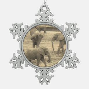 Elephants Snowflake Ornament