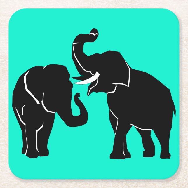 Elephants Square Paper Coaster (Front)