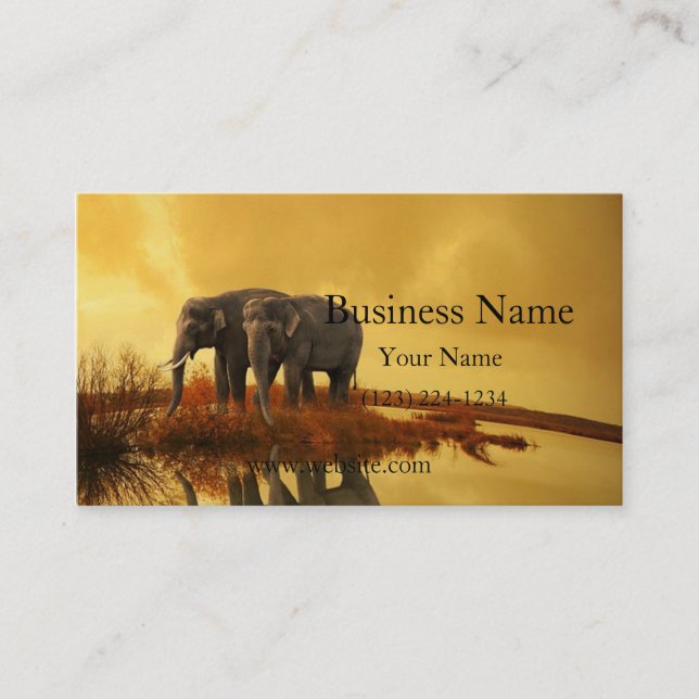 Elephants Sunset Business Card (Front)