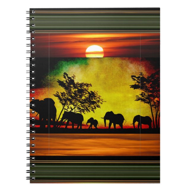 Elephants Sunset Notebook (Front)