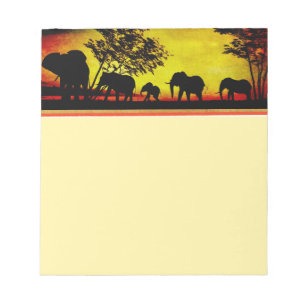 Elephants Sunset Notepad