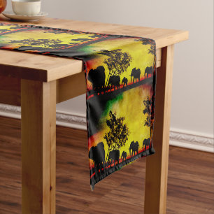 Elephants Sunset Table Runner