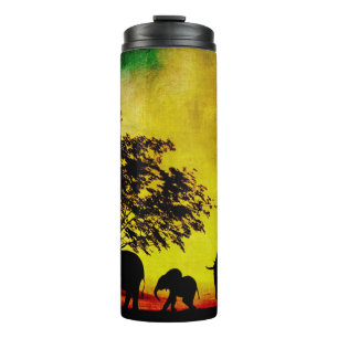Elephants Sunset Thermal Tumbler
