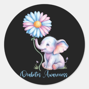Elephants Suower Diabetes Awareness Month Classic Round Sticker