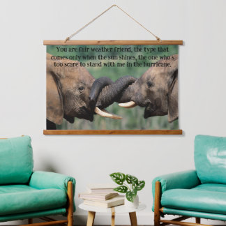 Elephants Together holding each other trunks. Hanging Tapestry