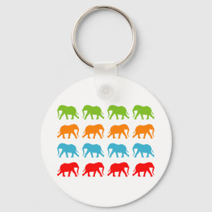 Elephants Walking Pattern Keychain