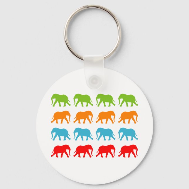 Elephants Walking Pattern Keychain (Front)