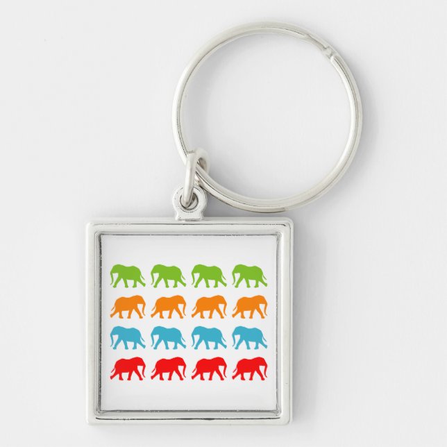 Elephants Walking Pattern Keychain (Front)