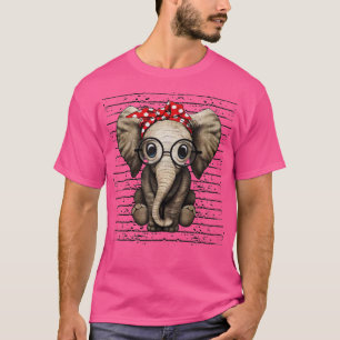 Elephants with bandana headband and glasses  T-Shirt
