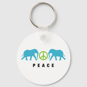 Elephants with Peace Keychain