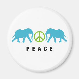 Elephants with Peace Magnet