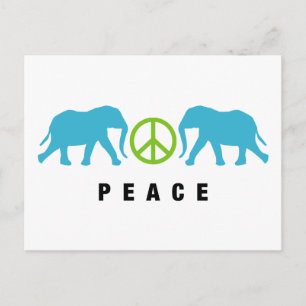 Elephants with Peace Postcard