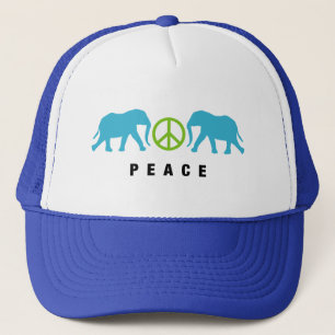 Elephants with Peace Trucker Hat