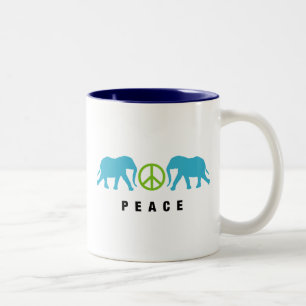 Elephants with Peace Two-Tone Coffee Mug