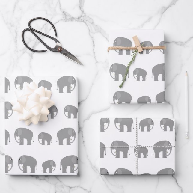 Elephants Wrapping Paper Sheets (Front)