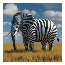 Elephant's Zebra Disguise Glossy