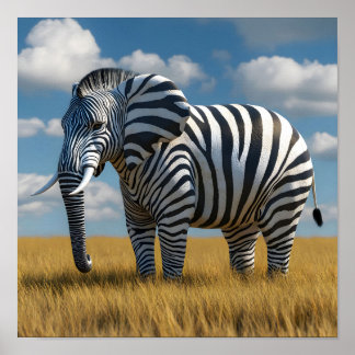 Elephant's Zebra Disguise Poster