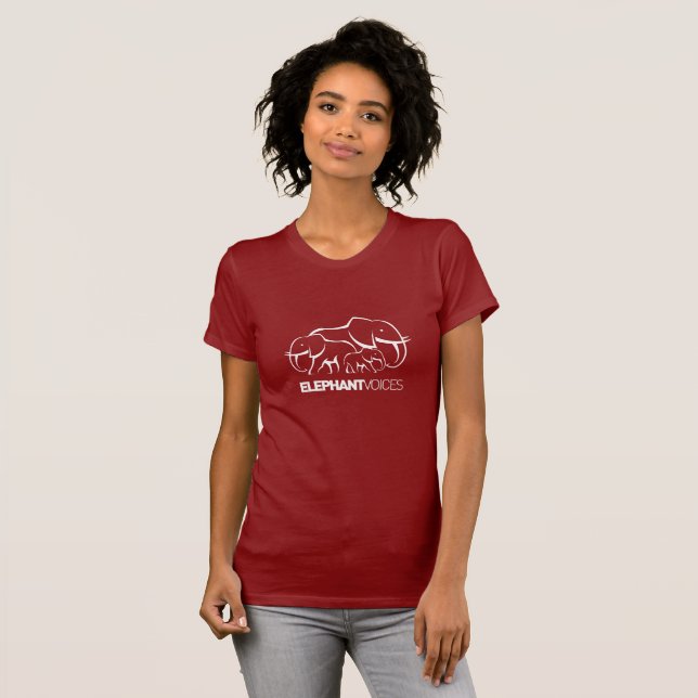 ElephantVoices White Logo Tee (Cranberry) (Front Full)