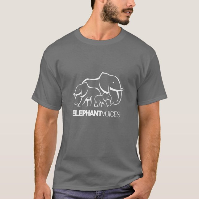 ElephantVoices White Logo Tee (Dark Grey) (Front)