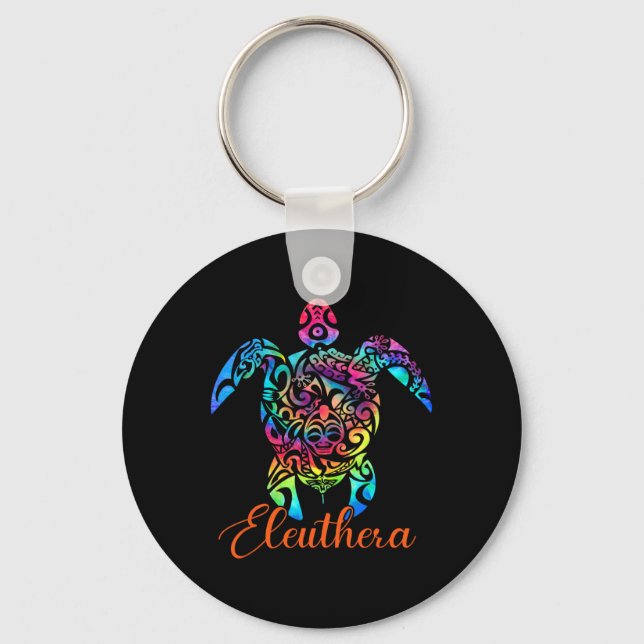 Eleuthera Bahamas Sea Turtle Family Vacation Summe Keychain (Front)