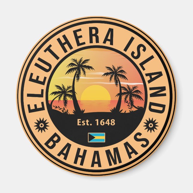Eleuthera Island Bahamas Retro Sunset Souvenirs Magnet (Front)