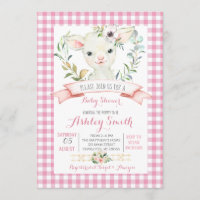 élevage de moutons baby shower invitation fille ro