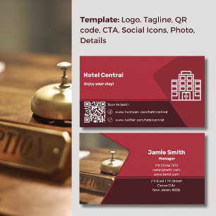 Elevate Hospitality with our Classic Red Hotel Business Card