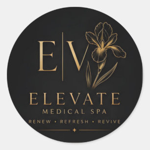 Elevate Medical Spa Luxury Botanical Logo Classic Round Sticker