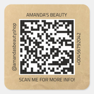 Elevate Your Brand with QR Code Kraft Square  Sticker