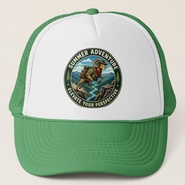  Elevate Your Perspective Hiking Ram Adventure Trucker Hat (Front)