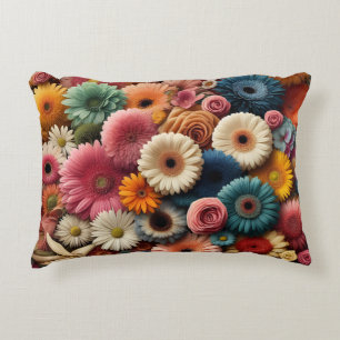 Elevate Your Space Colourful Gerbera Daisy Floral Accent Pillow