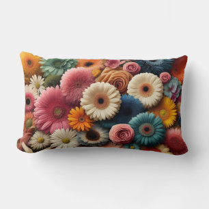 Elevate Your Space Colourful Gerbera Daisy Floral  Lumbar Pillow