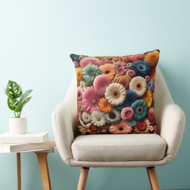 Elevate Your Space Colourful Gerbera Daisy Floral  Throw Pillow (Chair)