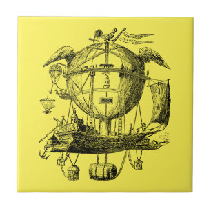 Elevate Your Space with Vintage Steampunk Airship Tile