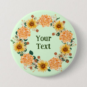 Elevate Your Style with Floral Wreath Lapel Accent 3 Inch Round Button