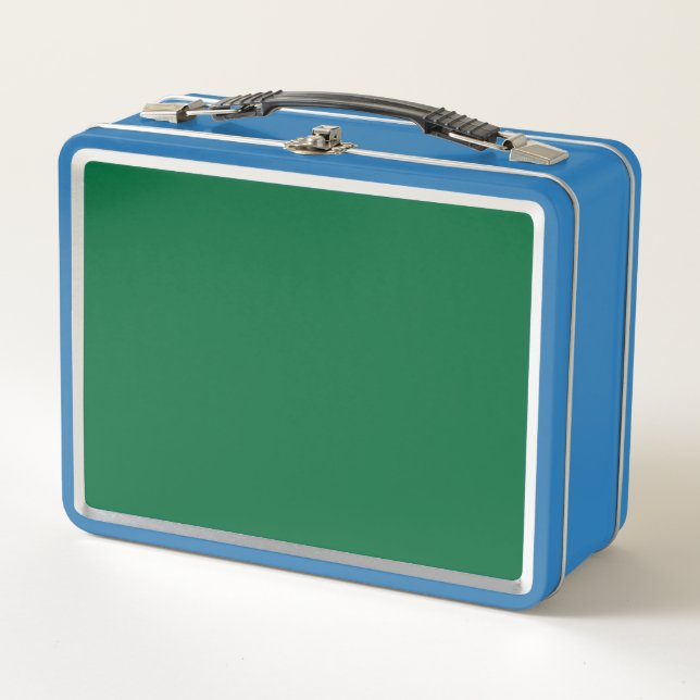 Elevate your Web Design with a Green Background Metal Lunch Box (Front)