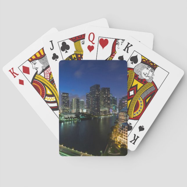 Elevated city skyline from Brickell Key Playing Cards (Back)