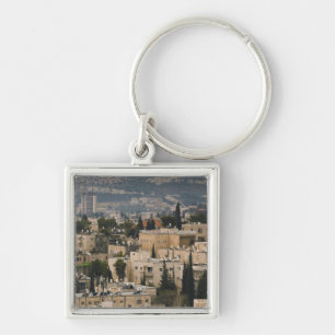 Elevated city view from Jerusalem YMCA tower Keychain